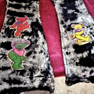 Disorderly Conduct Closet... tie die black denim bell bottoms.